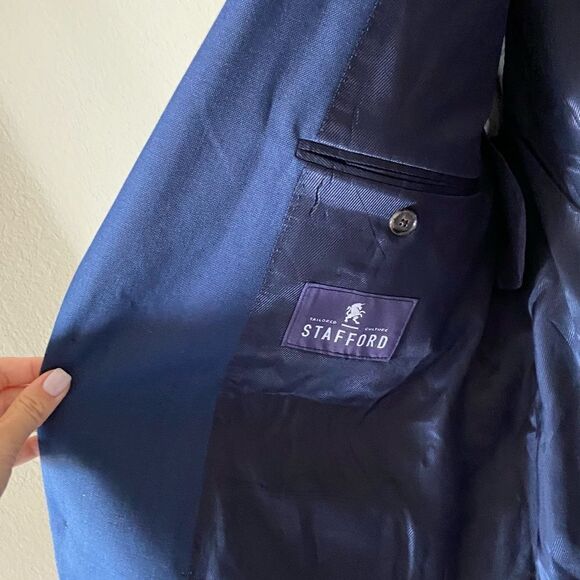 NWT Stafford Wool Blue Blazer Size 42L - Picture 4 of 10